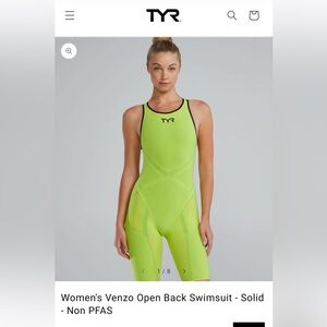 TYR Women's Venzo Open Back Tech suit Swimsuit - Neon Green